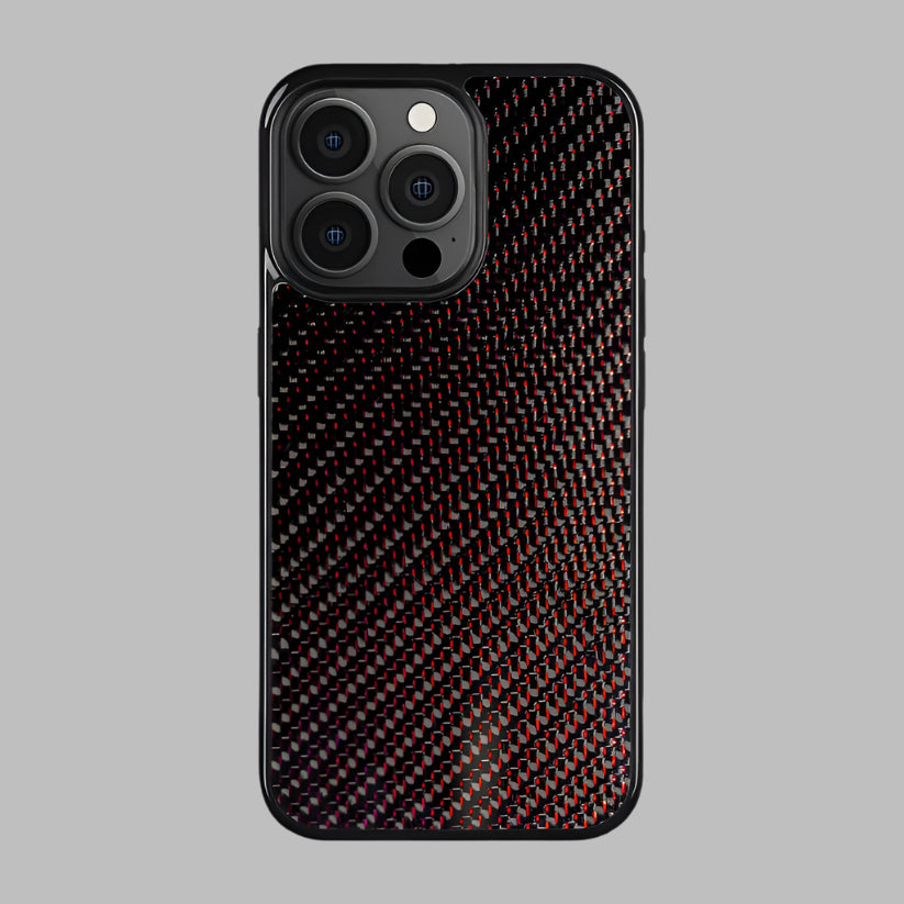 carbon fiber case with red