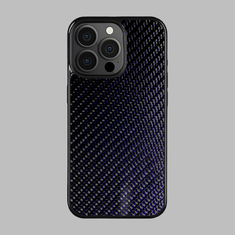 carbon fiber case with blue and black
