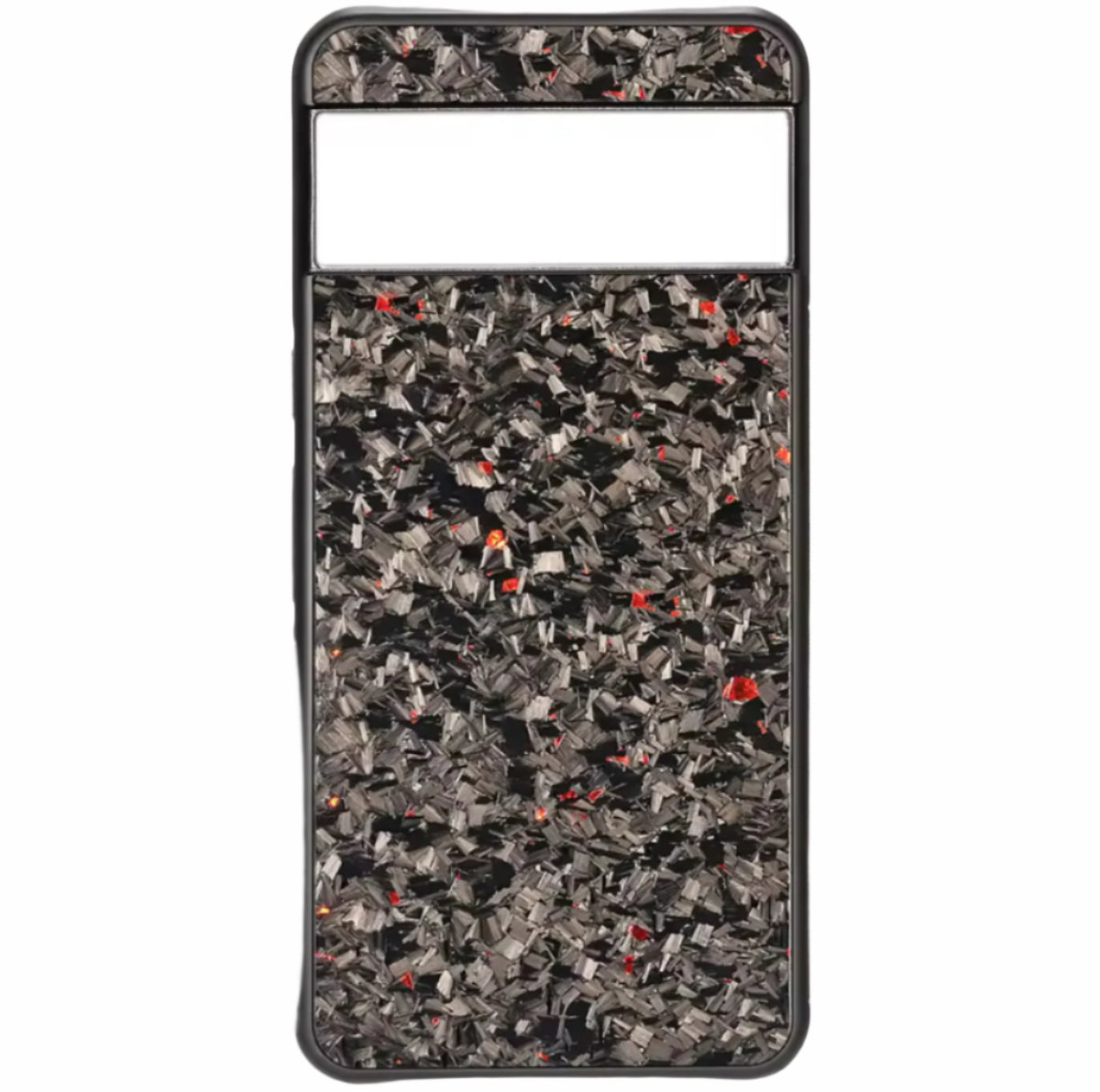 forged carbon case with a black and gray and speckled pattern 