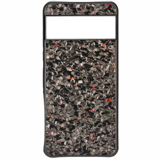 forged carbon case with a black and gray and speckled pattern 