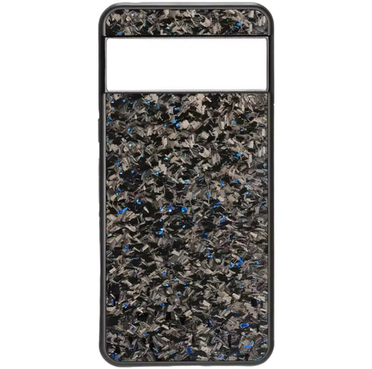 Phone case with black and gray speckled pattern on a white background