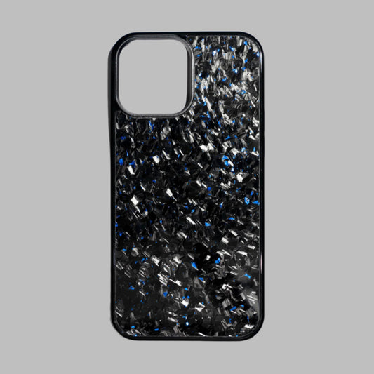 Phone case with black and blue gemstone pattern 